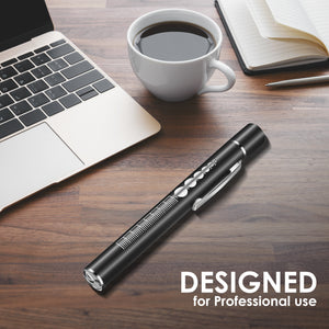 URHEALTH Pen Light | Medical LED Penlight with Pupil Gauge for Students Doctors and Nurses | USB Rechargeable | Black