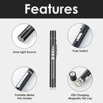 Load image into Gallery viewer, URHEALTH Pen Light | Medical LED Penlight with Pupil Gauge for Students Doctors and Nurses | USB Rechargeable | Black
